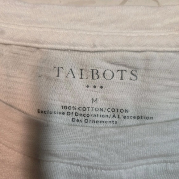 Talbots Size M White Cotton French Bulldog On Island Time Beach Tee T-shirt - Picture 7 of 7